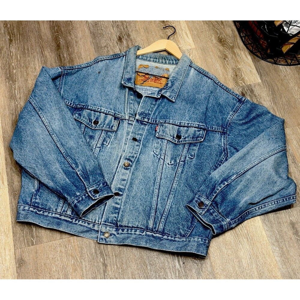Vtg 1991 Levis 70598 Denim Jacket Large XL Ghost Shadow Fade Type 3 Trucker 90s